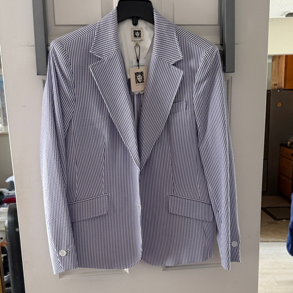 Anne Klein Striped Blazer in Blue and White